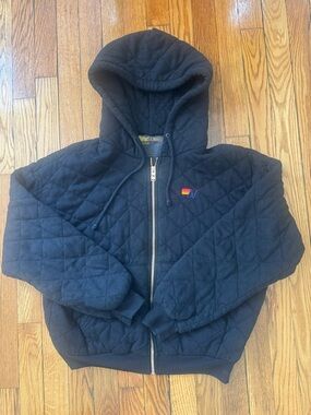 Quilted Black Zip-Up Hoodie